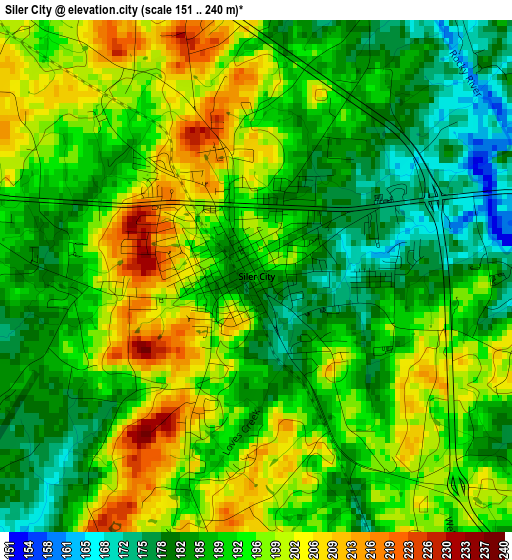 Siler City elevation map