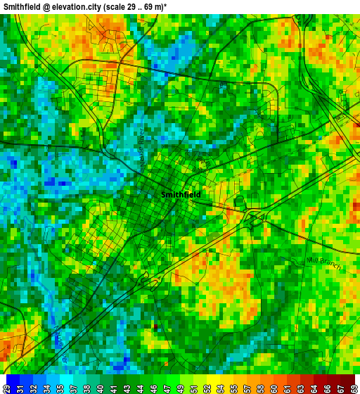 Smithfield elevation map