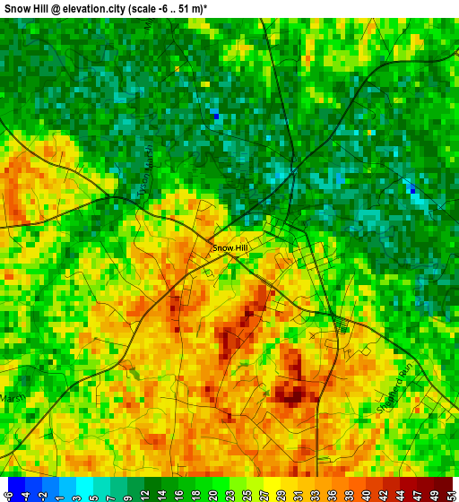 Snow Hill elevation map