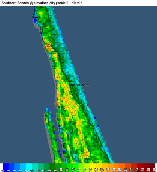 Southern Shores elevation map