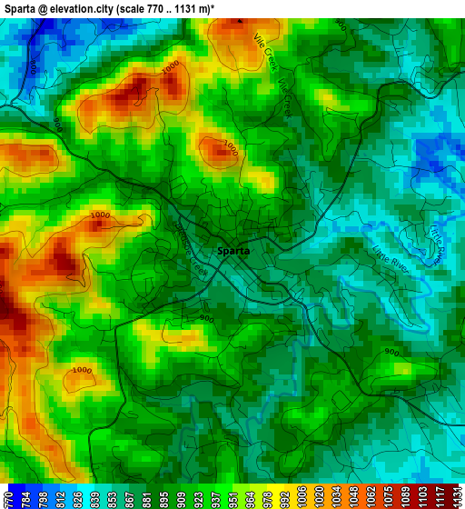 Sparta elevation map