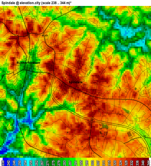 Spindale elevation map