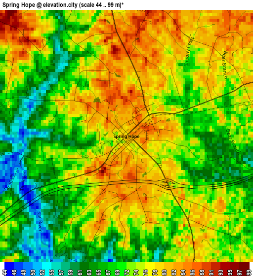 Spring Hope elevation map