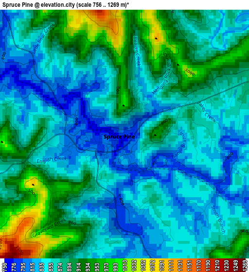 Spruce Pine elevation map