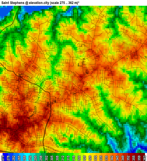 Saint Stephens elevation map