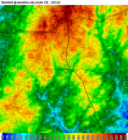 Stanfield elevation map