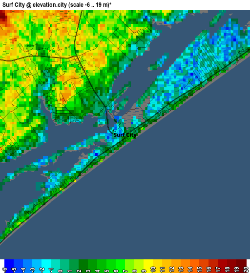 Surf City elevation map