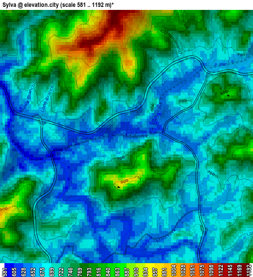 Sylva elevation map