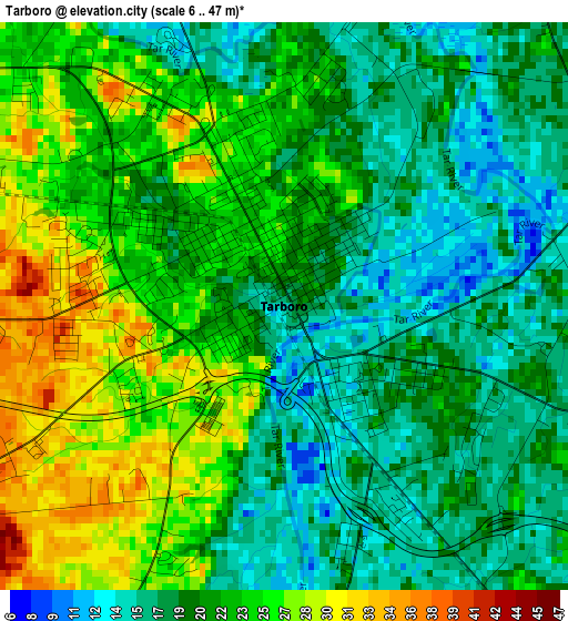 Tarboro elevation map