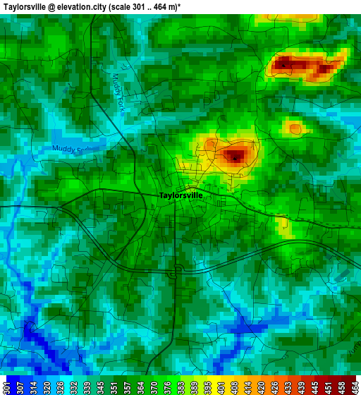 Taylorsville elevation map