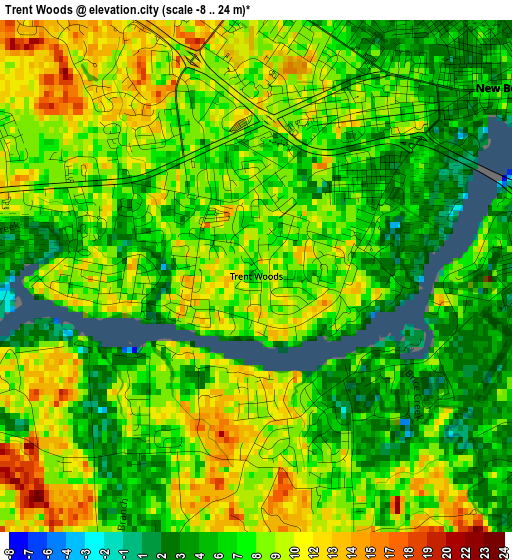 Trent Woods elevation map