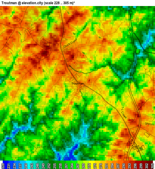 Troutman elevation map