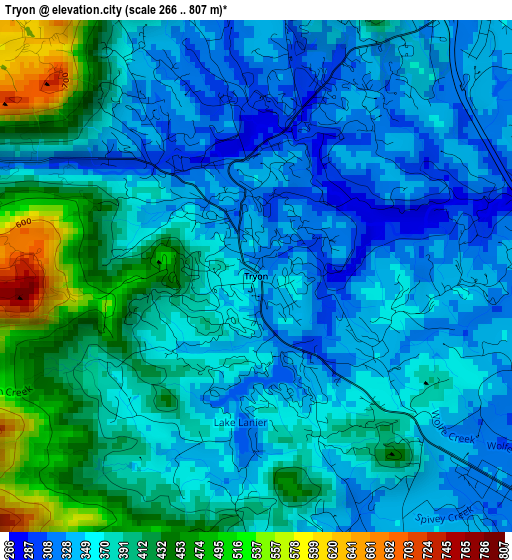 Tryon elevation map