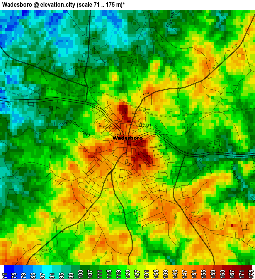 Wadesboro elevation map