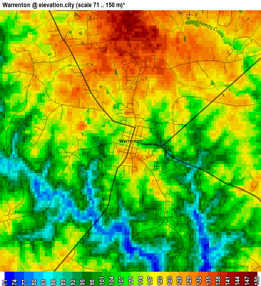 Warrenton elevation map