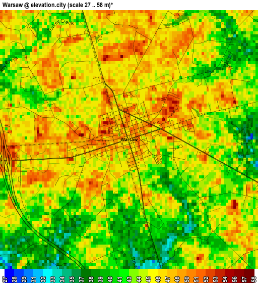 Warsaw elevation map