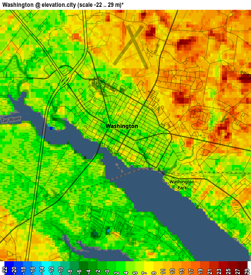 Washington elevation map