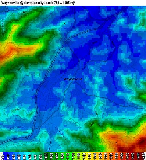 Waynesville elevation map