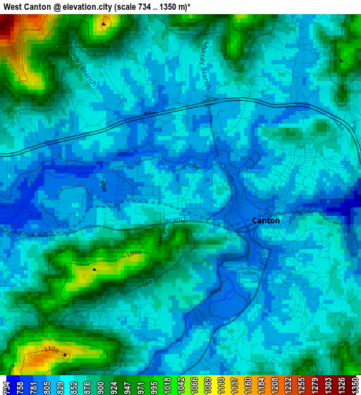 West Canton elevation map