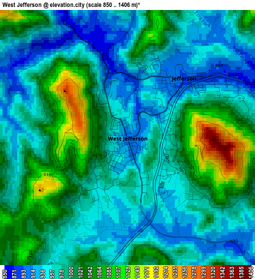 West Jefferson elevation map