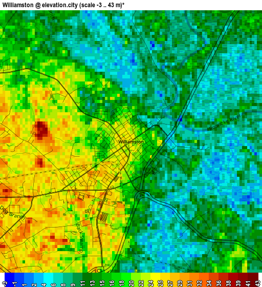 Williamston elevation map