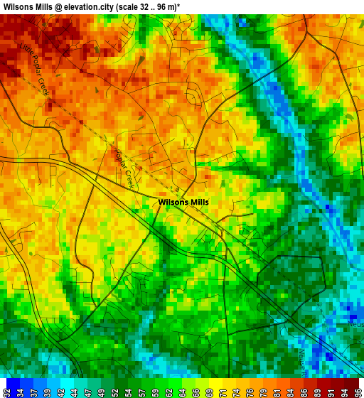 Wilsons Mills elevation map