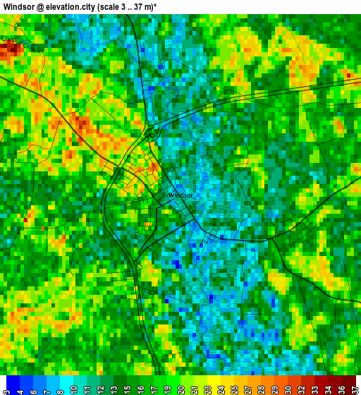 Windsor elevation map