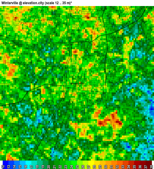 Winterville elevation map