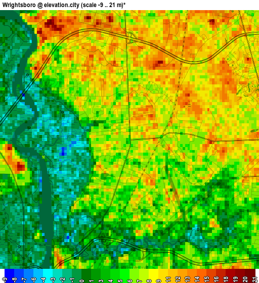 Wrightsboro elevation map