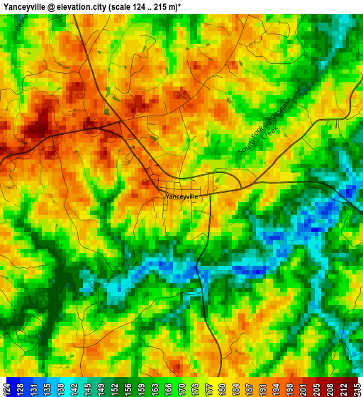 Yanceyville elevation map