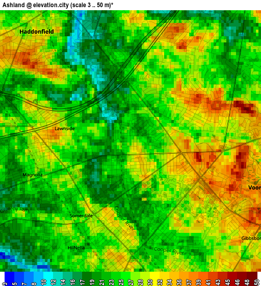 Ashland elevation map