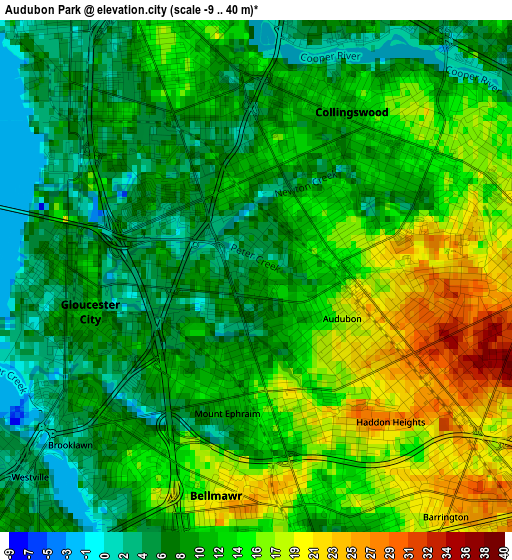 Audubon Park elevation map