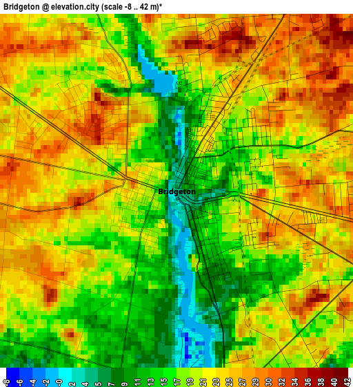 Bridgeton elevation map