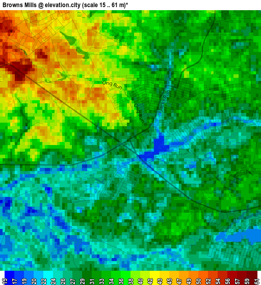 Browns Mills elevation map