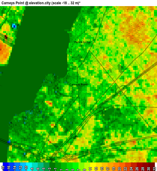 Carneys Point elevation map