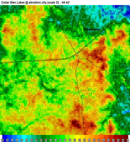 Cedar Glen Lakes elevation map