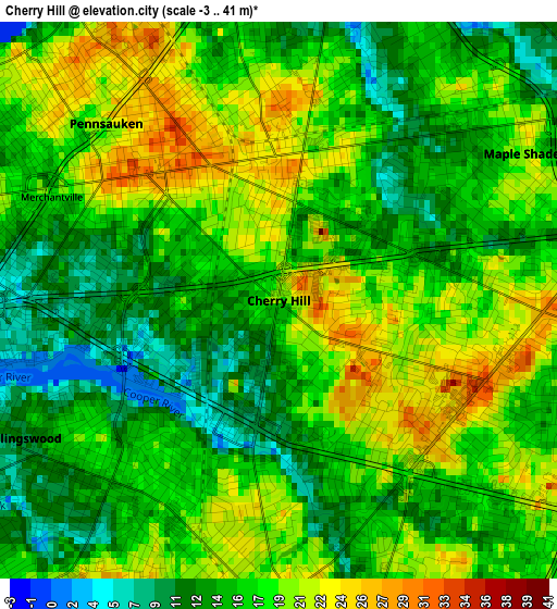 Cherry Hill elevation map