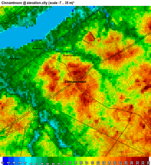 Cinnaminson elevation map