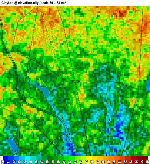 Clayton elevation map