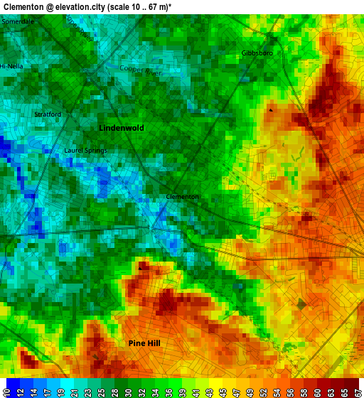 Clementon elevation map