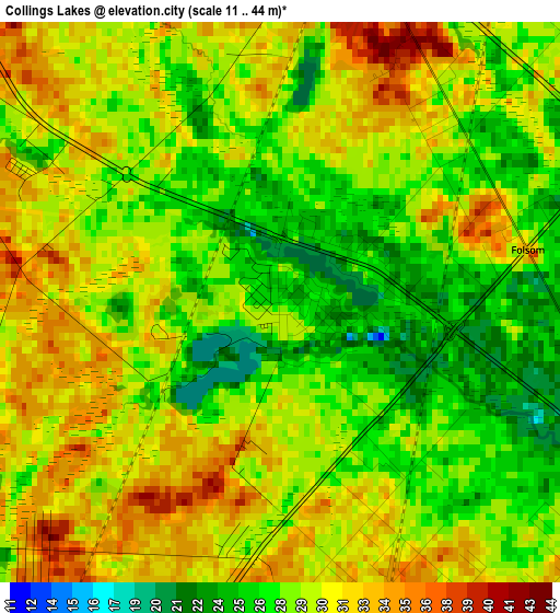 Collings Lakes elevation map