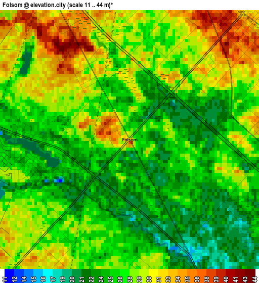 Folsom elevation map