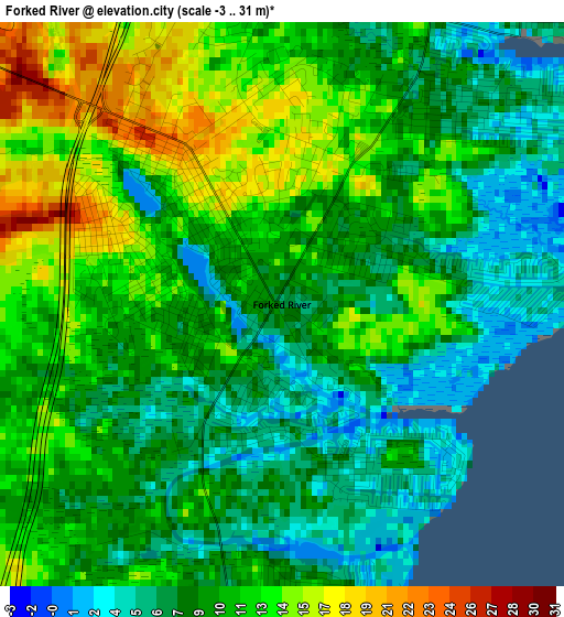 Forked River elevation map