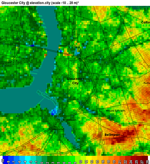 Gloucester City elevation map