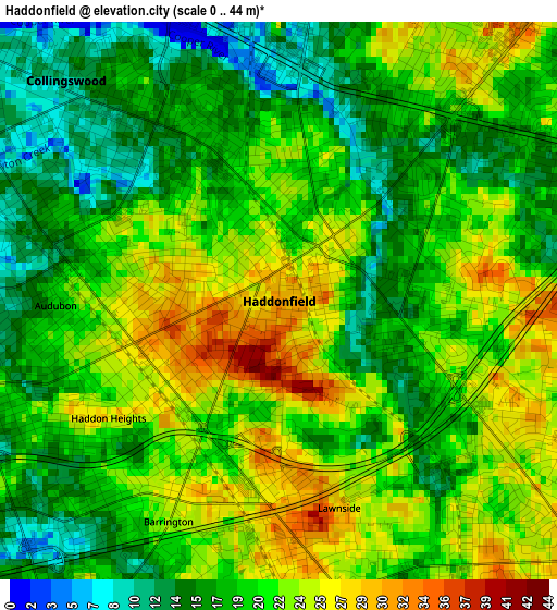 Haddonfield elevation map