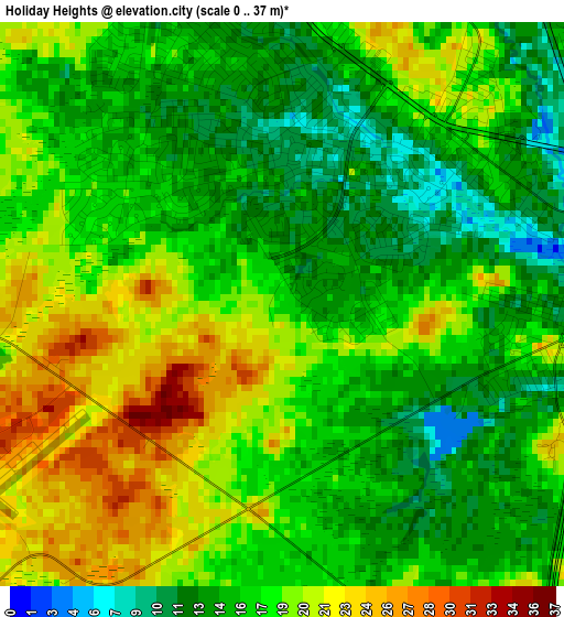 Holiday Heights elevation map