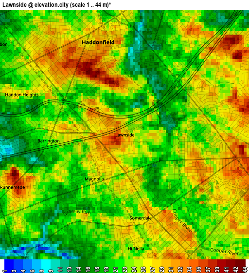 Lawnside elevation map