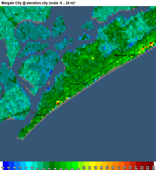 Margate City elevation map