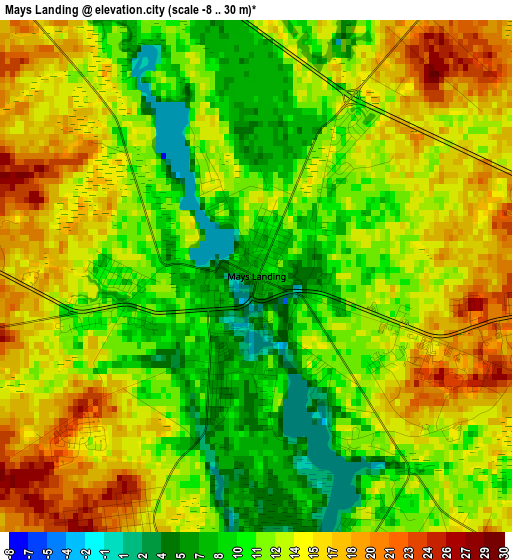 Mays Landing elevation map