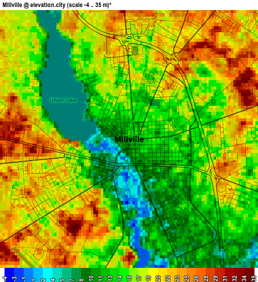 Millville elevation map